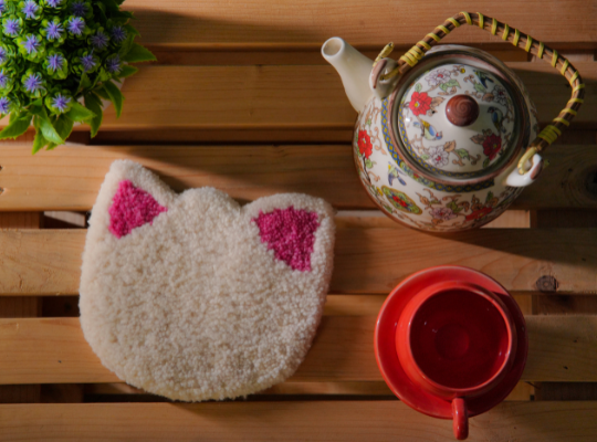 Tufted Cat Coaster by The Clumsy Studio
