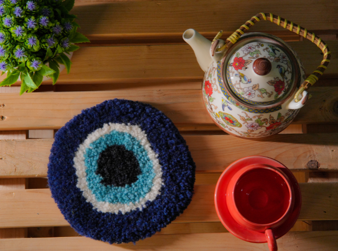 Tufted Evil Eye Coaster by The Clumsy Studio