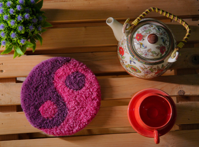 Tufted Ying to my Yang Coaster by The Clumsy Studio