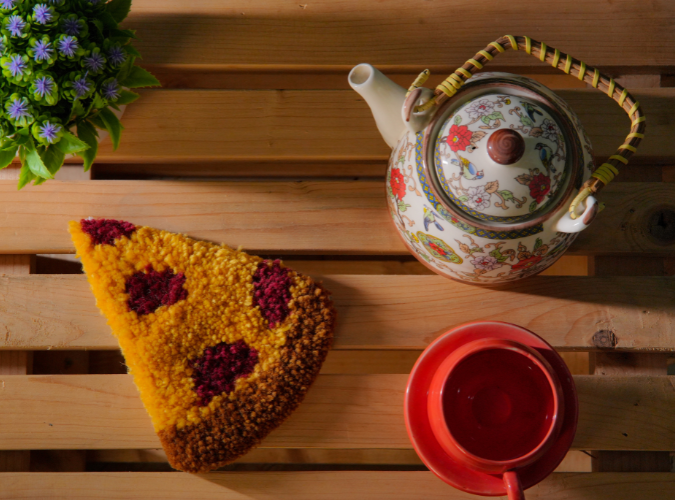 Tufted Pizza Coaster by The Clumsy Studio